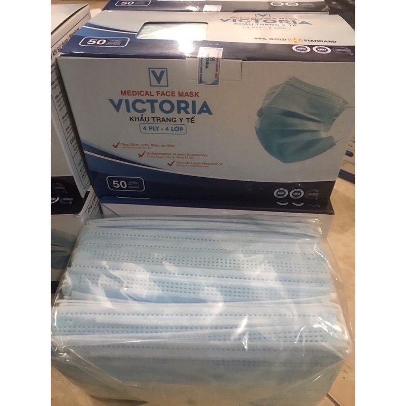 Khẩu trang y tế 4 lớp hộp 50 chiếc - khẩu trang người lớn