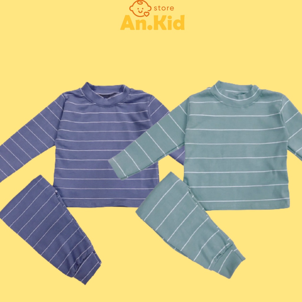 Đồ Bộ Dài Tay Bé Trai, Bé Gái Vải Thun Mềm Kẻ Ngang, Bộ Đồ Dài Tay Mặc Thu Đông Cho Bé AN.KID
