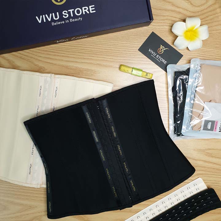 Đai Nịt Bụng VITA LATEX 13 Xương Cao Cấp giảm eo. Tặng Thanh Nới Size + Lót Liner + Thước Dây