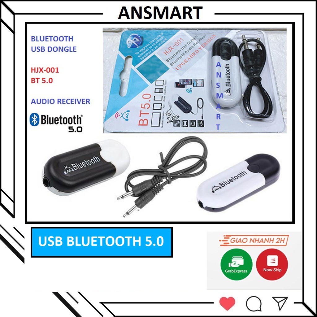 USB Bluetooth DONGLE 5.0 HJX 001 loại 1 không nhiễu - dùng cho loa, amply, mixer, equalizer ( ANSMART )