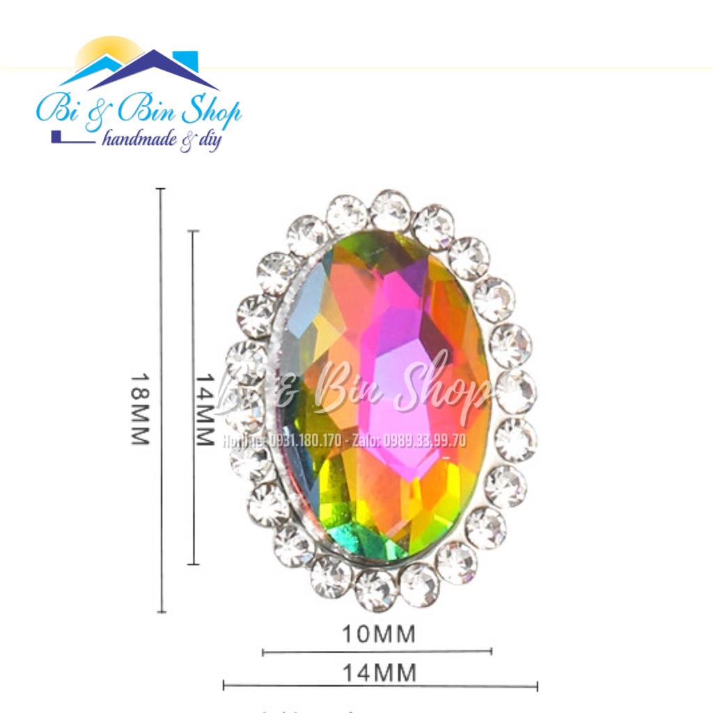 10 Viên Đá Đế Oval Viền Xoàn 10x14mm Đính Kết Trang Phục Thời Trang, Trang Trí Vương Miện - Bi &amp; Bin Shop