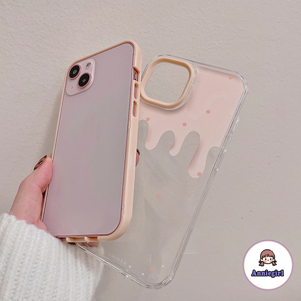 Ốp điện thoại TPU mỏng chống sốc mềm họa tiết kem hồng tan chảy thích hợp cho iPhone 14 13 12 11 Pro Max X Xs Max XR 8 7 Plus