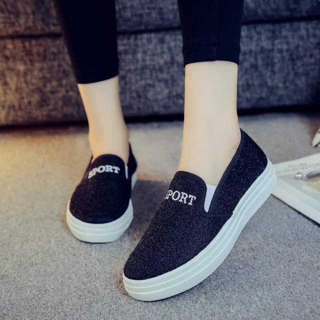 Giày slipon kimsa đen và bạc có clip thật và ảnh thật