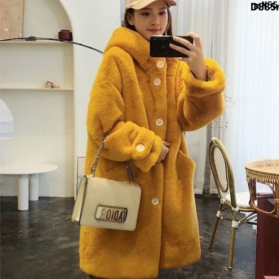 Áo Khoác Lông Chồn Dày Dặn Có Mũ Trùm Đầu Kích Thước Trung Bình Thời Trang 2019 Cho Nữ