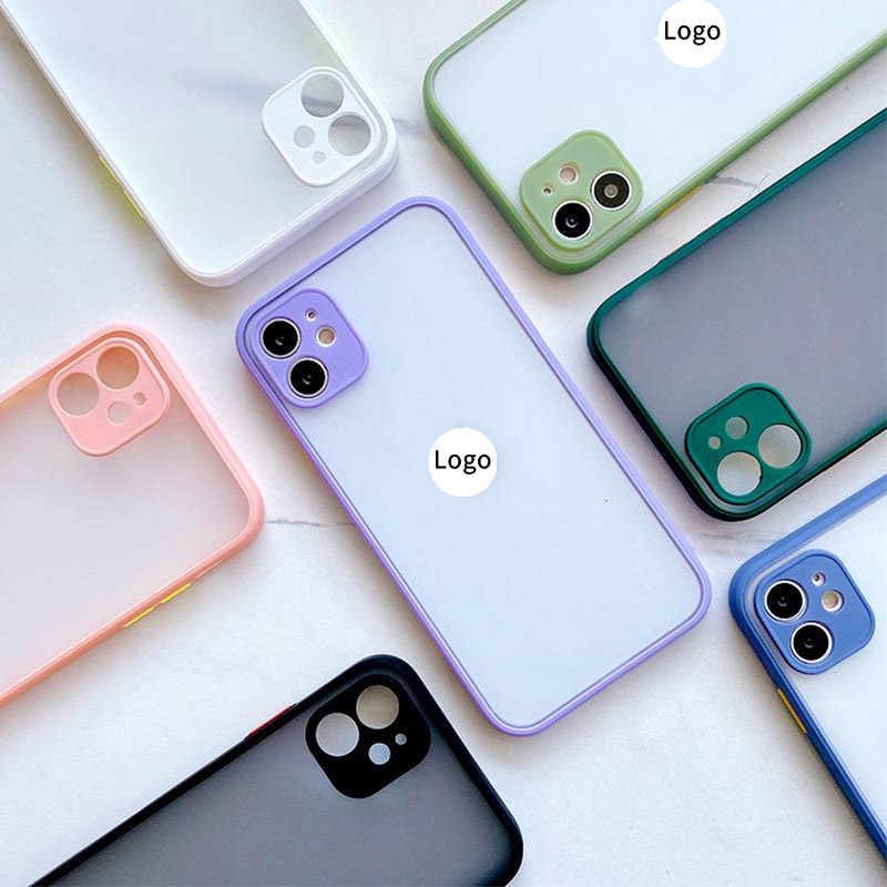 Ốp điện thoại PC nhám TPU màu tương phản bảo vệ camera thích hợp cho iPhone 12 Mini 11 Pro Max XR XSMax 6S 8 7 Plus SE2