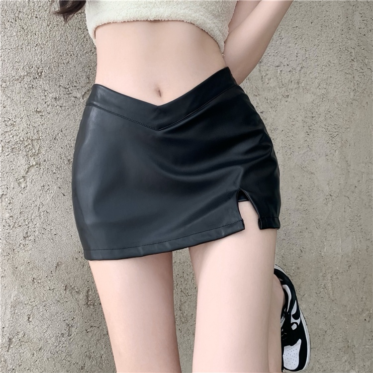 Chân Váy Da PU Lưng Thấp Phong Cách Phương Tây Quyến Rũ Cho Nữ