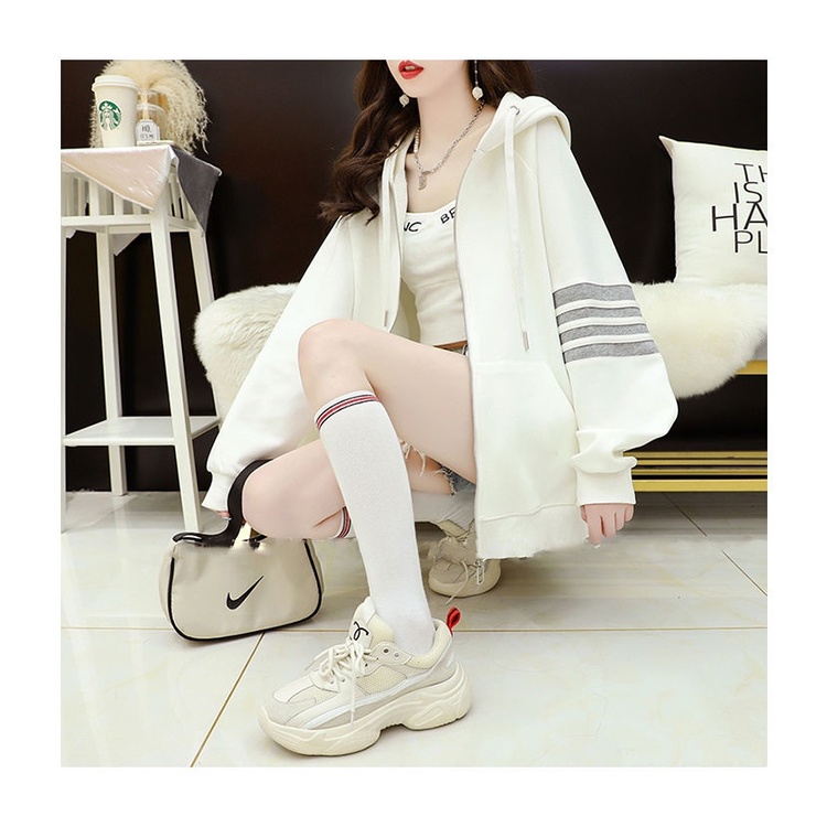 Áo khoác nam nữ thể thao ulzzang 3 sọc 🌸 Áo sweater hoodie nỉ bông kiểu dáng thể thao form rộng Unisex K45 | BigBuy360 - bigbuy360.vn