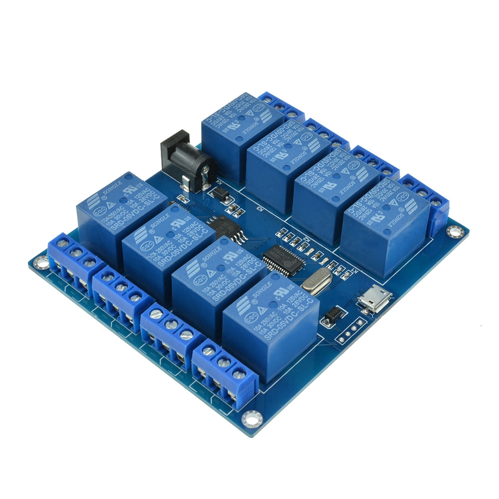 8 Channel Micro USB Relay Module Upper Computer 5V 10A Driver-free PC USB Control ICSE014A【COD / Low-cost Wholesale】