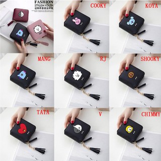 Short wallet with zipper, printed with cute BTS group mascots
