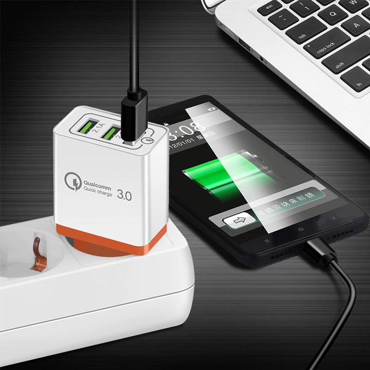 Củ Sạc Nhanh 3 Cổng Quickcharge 3.0 Qualcomm Minh House