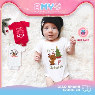 Bodysuit noel cho bé bộ body bé gái bé trai cotton quần áo sơ sinh đồ noel liền thân bé đầy tháng 3 6 9 12 tháng 2 tuổi