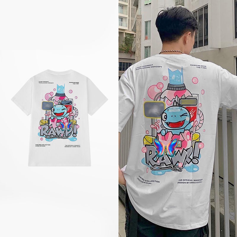 Áo Thun Unisex Form Rộng Tay Lỡ Cotton 75% Mẫu Rawr | BigBuy360 - bigbuy360.vn