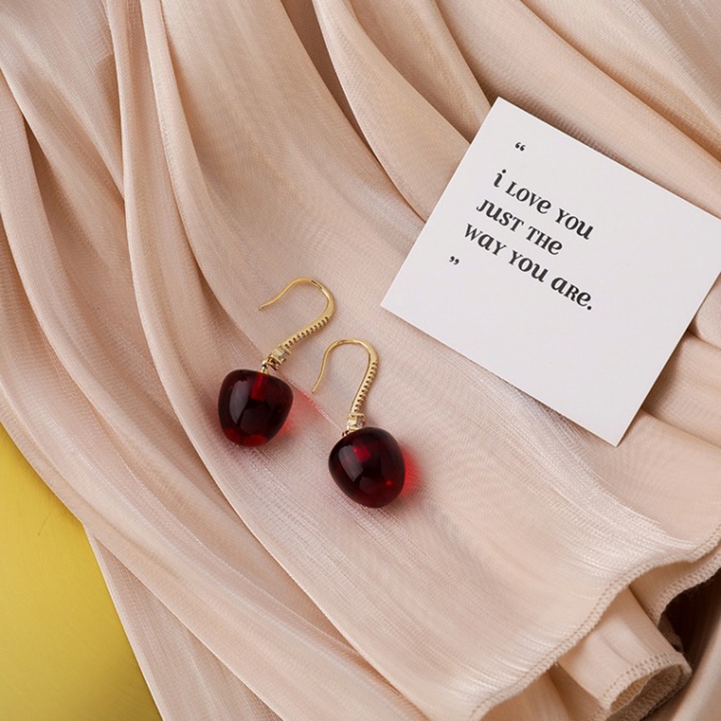 Bông Tai Kim Cương Hình Trái Cherry Xinh Xắn