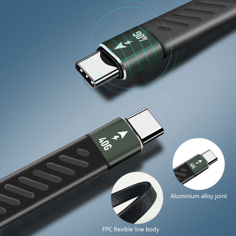 CRE  PD 60W Thunderbolt 3 cable Certified 40Gbps Type C to C USB Fast USB C for MacbookPro Quick Charge Data Cable Emark Chip