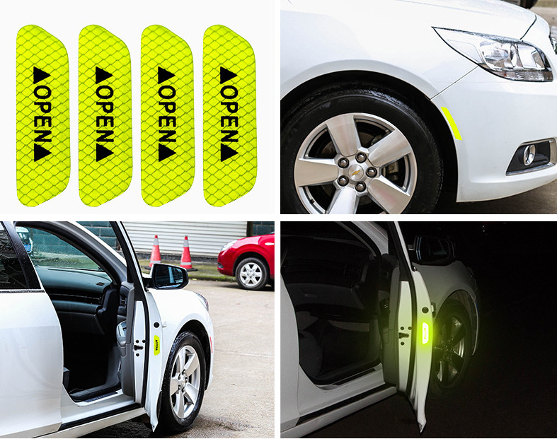 Combo 4 Miếng Decal Phản Quảng Dán Của Xe OPEN Dán Cửa Xe Cảnh Báo Va Chạm