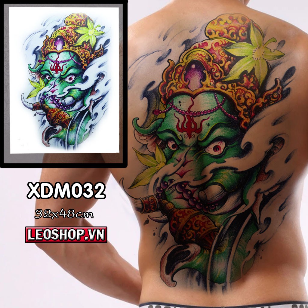 Hình Xăm Dán Kín Lưng Voi Chúa XDM032