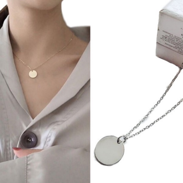 Vòng cổ phối mặt kim loại thời trang đơn giản Hàn Quốc