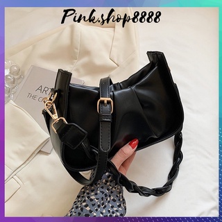Túi đeo chéo nữ đeo vai thời trang da nhúm 2 dây tết Pink.Shop8888