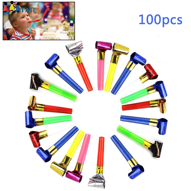 Set 100 Còi Thổi Giấy Nhiều Màu Sắc