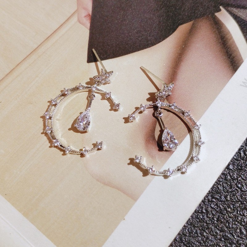 Bông Tai Mạ Bạc 2022 925 Hình Giọt Nước Đính Đá Sang Trọng Cho Nữ