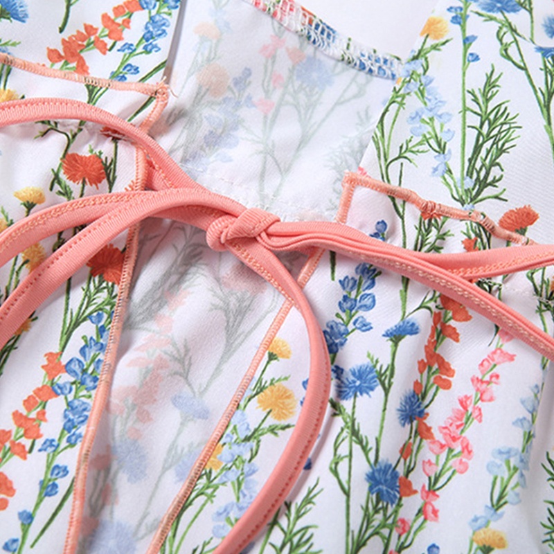 Brroa Áo Crop Top Hai Dây Cổ Chữ V Hở Lưng Họa Tiết Hoa Nhiều Màu Sắc Viền Ren Xẻ Tà Gợi Cảm Đi Biển Cho Nữ