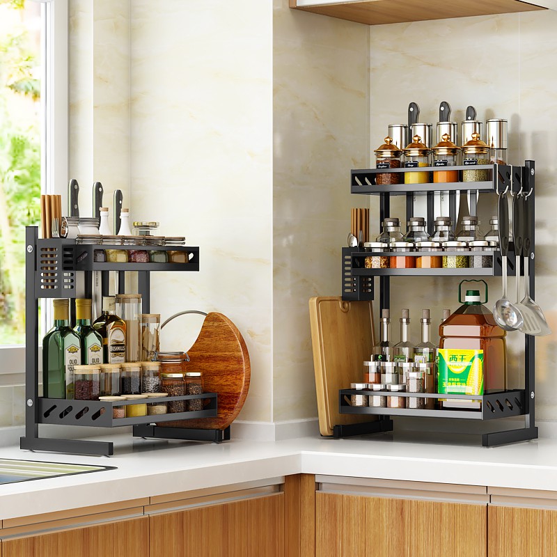 Kệ Đựng Gia Vị 2 Tầng Inox Phủ Sơn Tĩnh Điện Mẫu Mới Để Bàn Cao Cấp | BigBuy360 - bigbuy360.vn