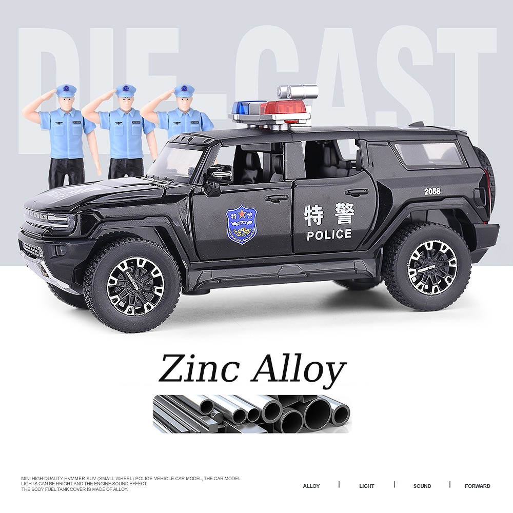 Mô Hình Xe Cảnh Sát Hummer Suv Bằng Hợp Kim Kẽm Tỷ Lệ 1 / 32 Có Đèn Và Âm Thanh Độc Đáo