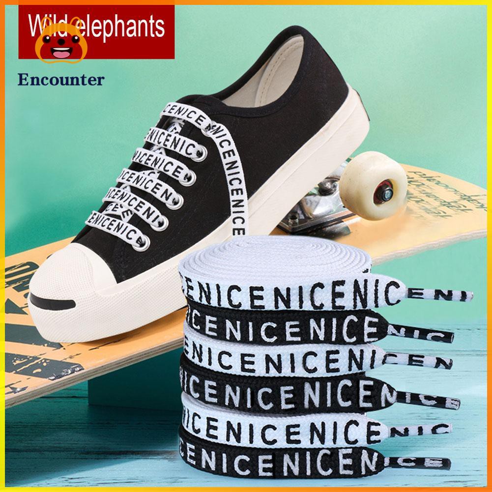 1 Pair Letter Printed Shoelaces Canvas Running Sneakers Flat Shoes Laces ○encounter○