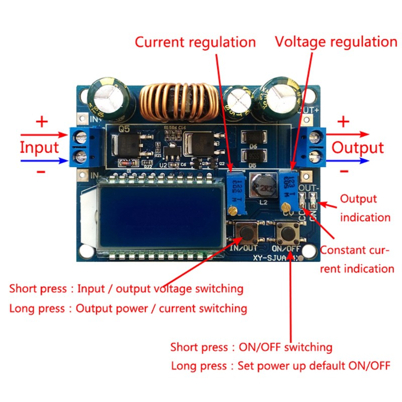 Bảng mạch điều chỉnh điện áp 4A với màn hình LCD