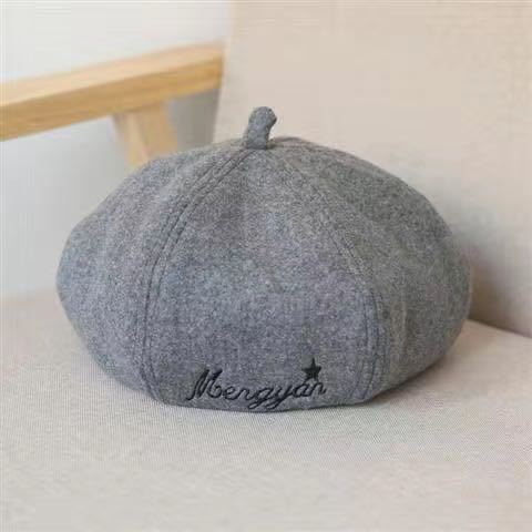 Mũ Len Beret Ladies Woolen Letters Embroidery Korean Retro Pumpkin Hat