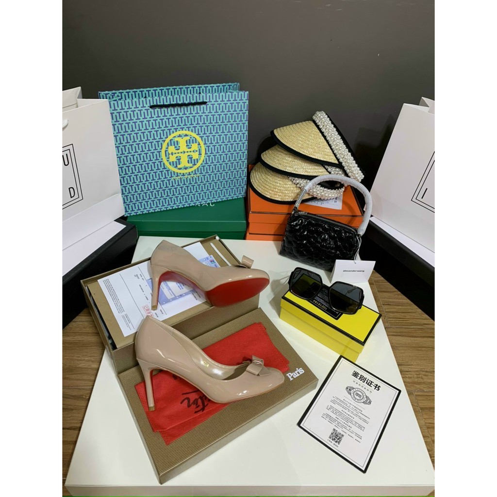 Giày Cao Gót Nữ Louboutine Mặt Bóng Thời Trang Siêu Đẹp Dễ Phối Đồ