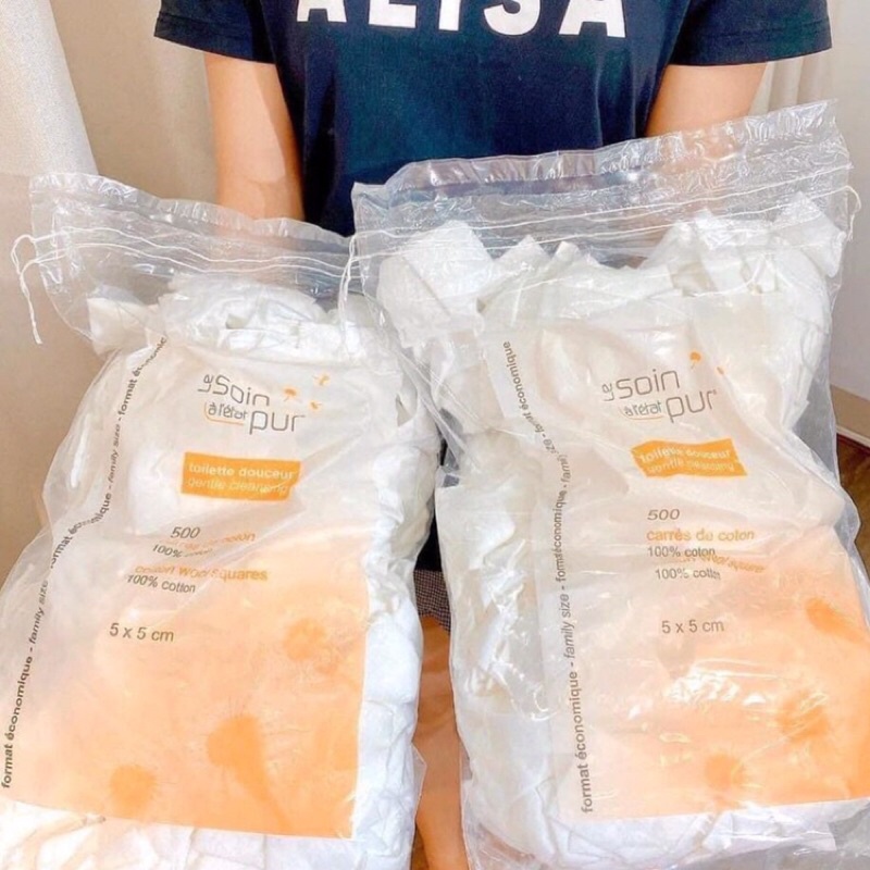 Bông tẩy trang Tetra Le Soin Laretat Pur 500 miếng