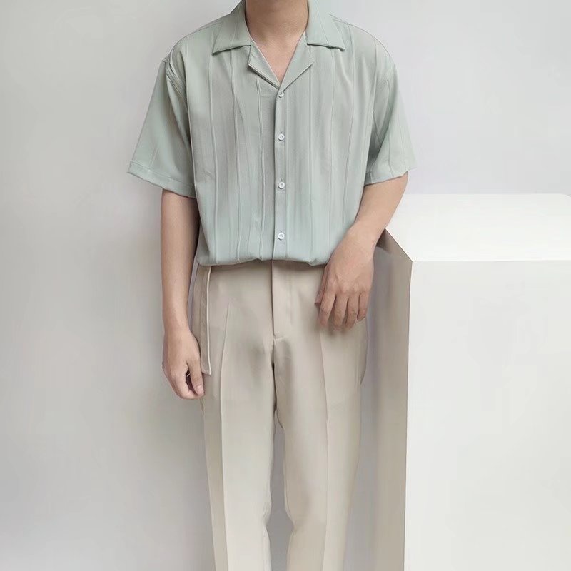 Áo Sơ Mi Tay Ngắn Màu Sắc Đơn Giản Phong Cách Hàn Quốc Cho Nam Hàn Quốc áo nam đẹp bigsize simple áo sơ mi nam ngắn tay fashion áo sơ mi nam form rộng
