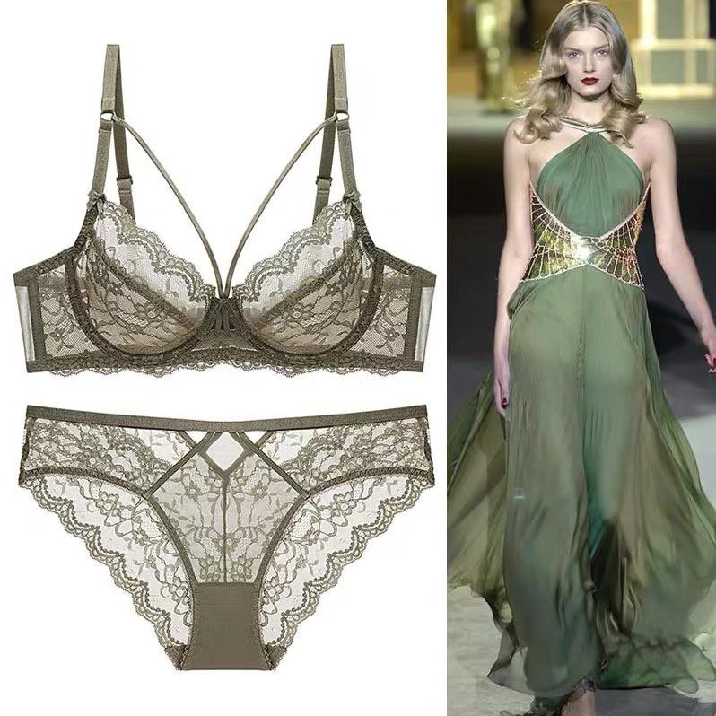 Bộ đồ lót B018 Mand ren nơ dây chéo ko đệm có gọng - BL