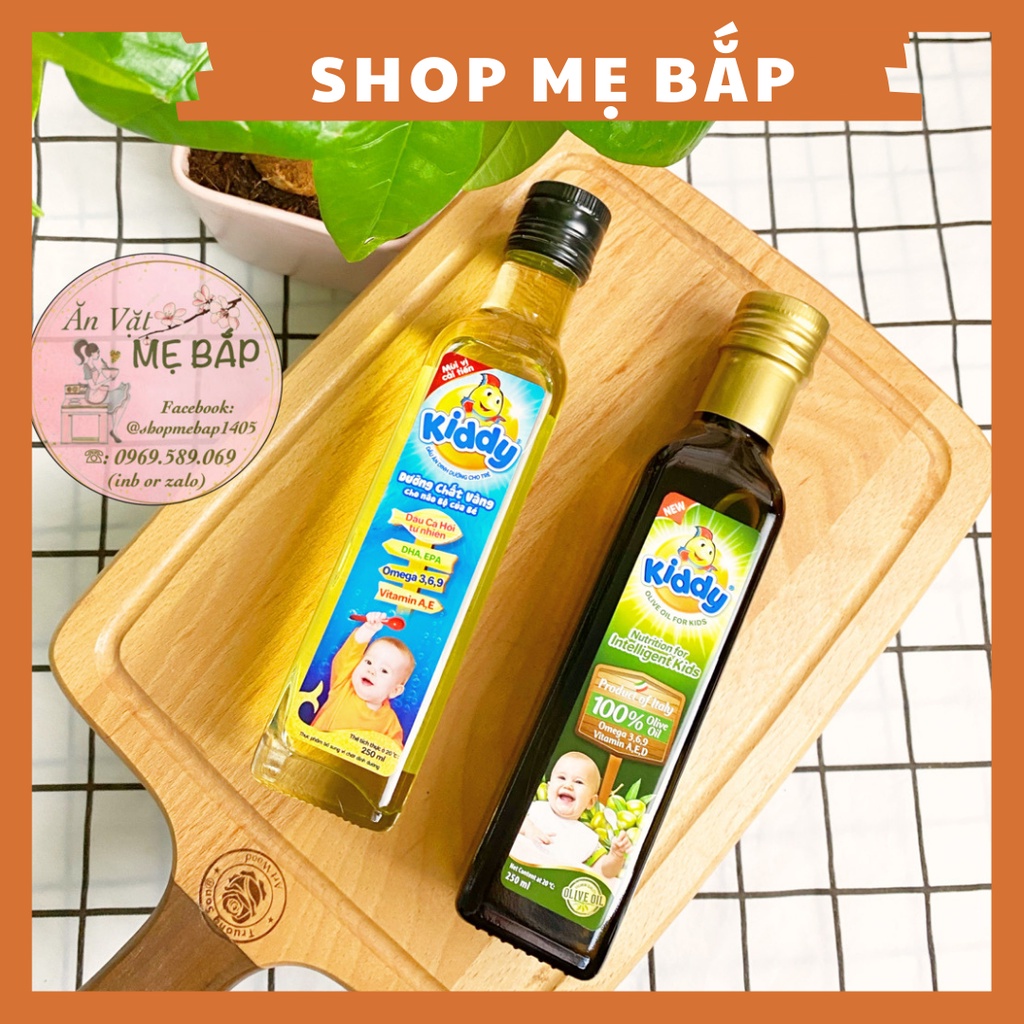 Conbo 2 Chai Dầu Ăn Dinh Dưỡng Cho Bé Kiddy 250ml - Dầu Ô Liu Và Dầu Cá Hồi - Shop Mẹ Bắp [ Date 2023]