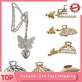 (Hàng Mới Về) Kẹp Tóc Kim Loại Hình Bướm Trái Tim Phong Cách Hàn Quốc Cho Nữ