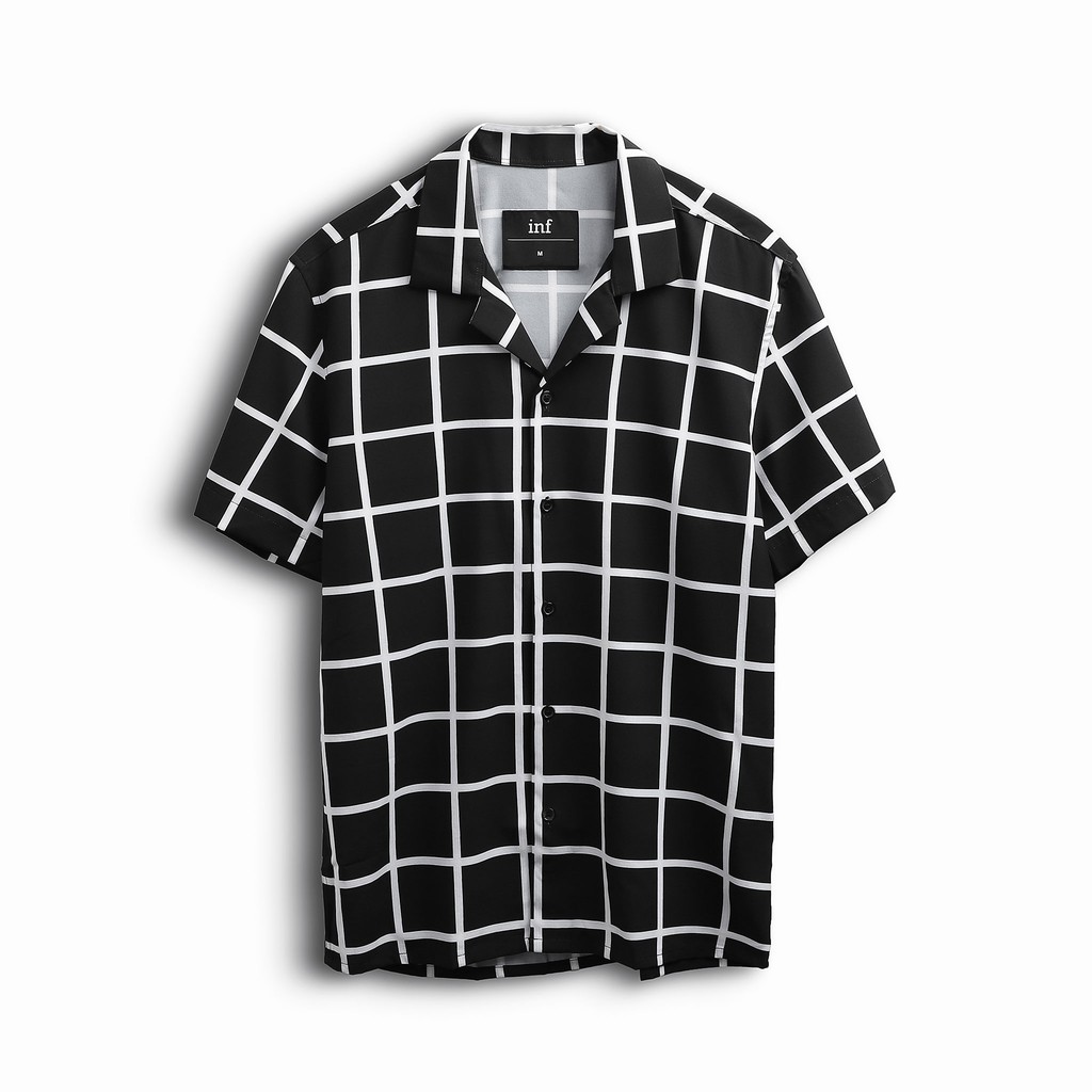 Set Bộ Nam, Sơ Mi-Quần Đùi Đen Sọc Thời Trang Cao Cấp, Chất Vải Cotton Lụa, INF SB000763, SOMEHOW