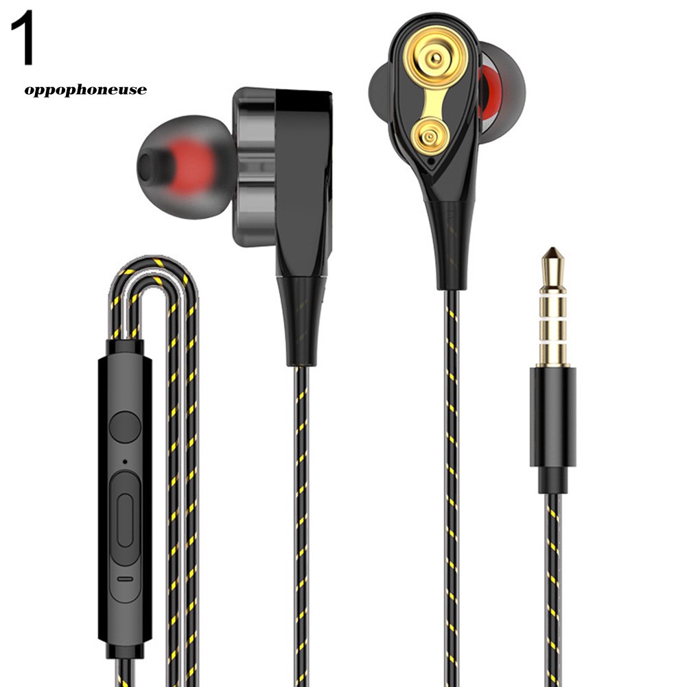 【OPHE】Dual Moving Coil 3.5mm Wired In-Ear Earphone Heavy Bass Stereo Earbuds with Mic