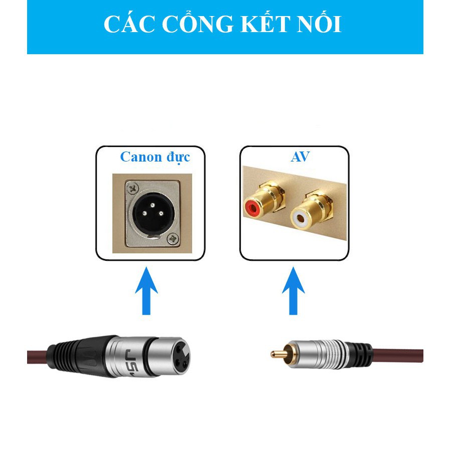 [Bán chạy nhất] Mua Nhiều Dây canon (XLR) cái ra đầu bông sen (AV/RCA) JSJ 607 dài 1m lõi đồng nguyên chất - Hàng chất l