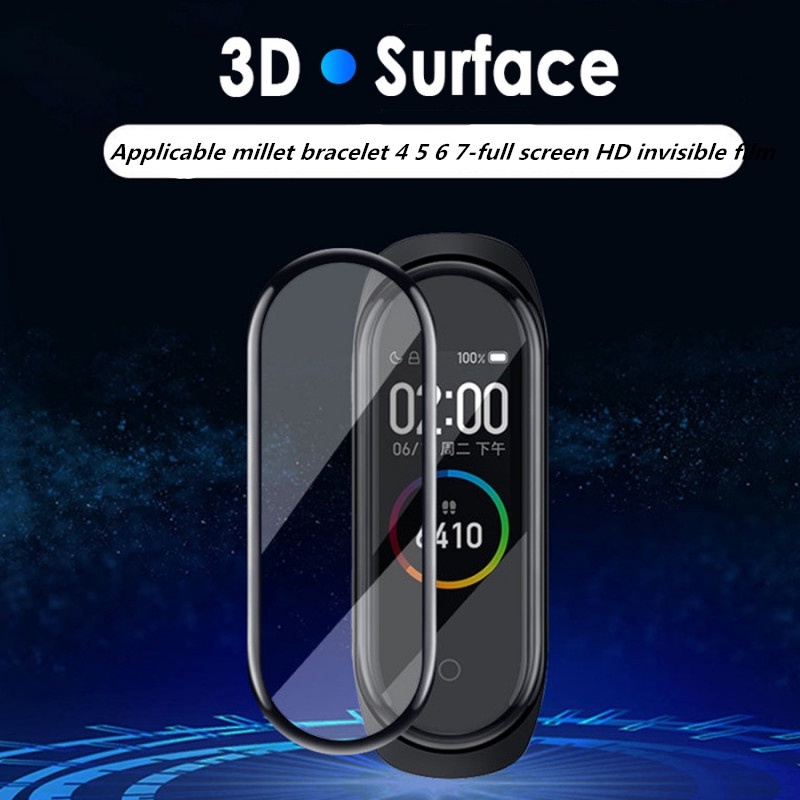 Kính Cường Lực 3D Bảo Vệ Toàn Màn Hình Chống Trầy Xước Cho Mi Band 4 5 6 7 Strap 1 2 5 Xiaomi Mi Band 9 Se 128gb