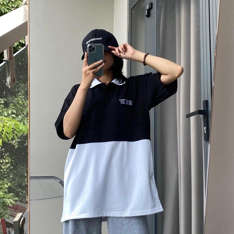 Polo WNS 1/2 màu ĐEN/TRẮNG form rộng ✳️ Chất thun da cá form nam nữ unisex/Áo thun có cổ Jaystoree2