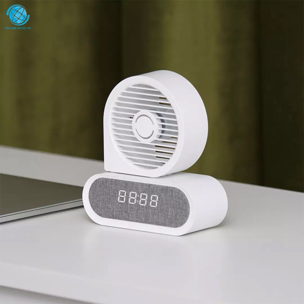 Đế sạc không dầy tích hợp đồng hồ, quạt không dây Xiaomi HL Yue life tích hợp 3 trong 1