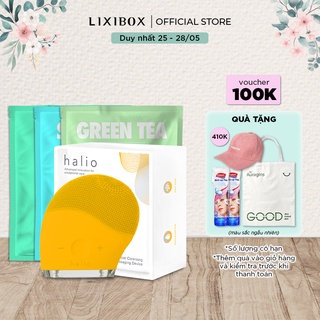 Máy Rửa Mặt Và Mát Xa Da Mặt Halio + Tặng 3 Mặt Nạ Lixibox (Giao mặt nạ màu ngẫu nhiên)