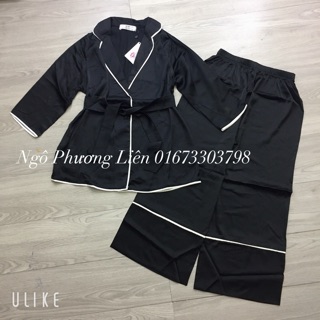 Set pijama lụa đen