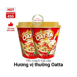 Lô 2 Ly Yến Mạch Trái Cây (cherry, dâu, nho táo) Sấy/ Hạnh Nhân Phô Mai Oatta Hũ 45G Ngũ cốc nguyên cám ăn kiêng nhỏ