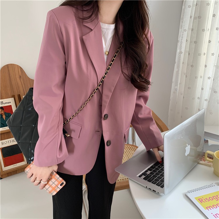 Ảnh thật 3 hình cuối-2W289.Áo blazer xuân thu mận tím xu hướng thời trang Hàn Quốc