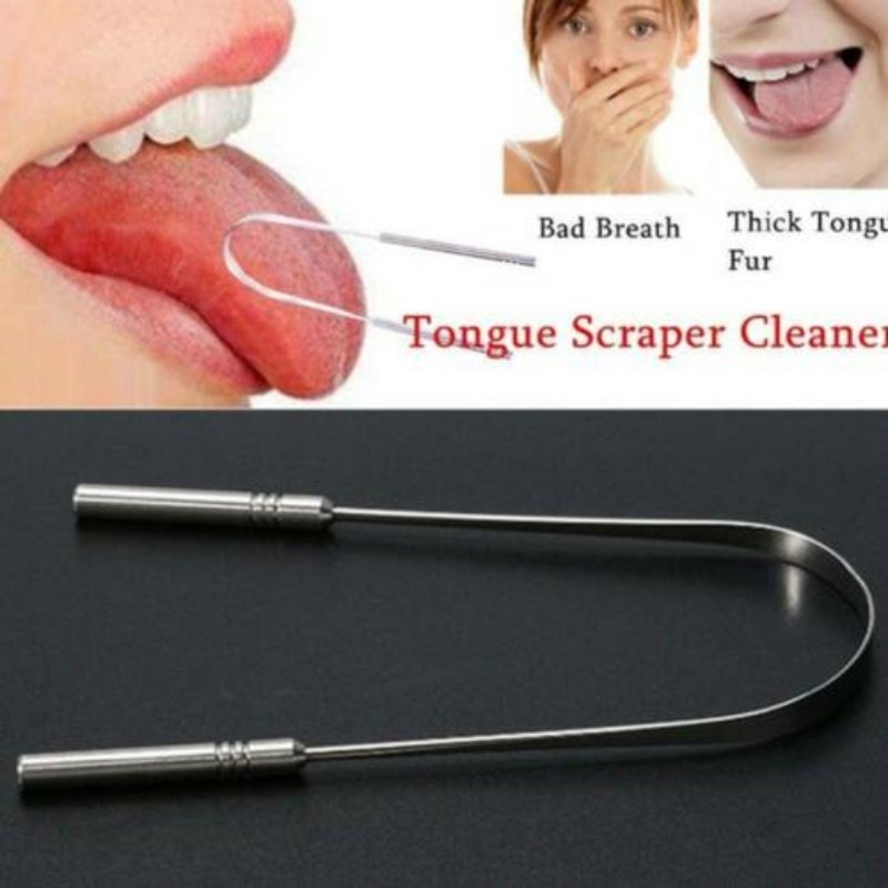 1 Dụng Cụ Làm Sạch Lưỡi Vệ Sinh Răng Miệng Bằng Thép Không Gỉ Chất Lượng Cao