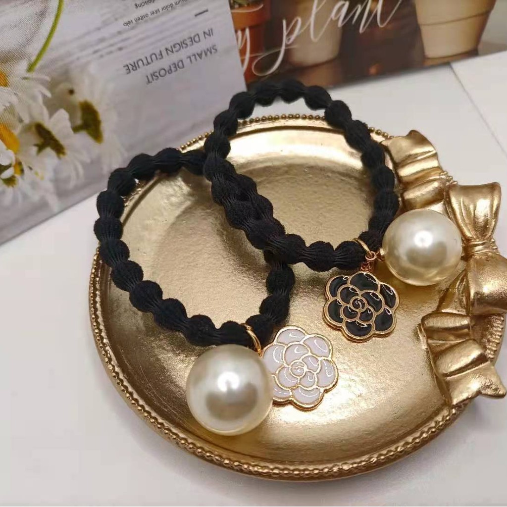 Dây cột tóc đuôi ngựa đính đá và ngọc trai số 5 phong cách Hàn Quốc sang trọng 0196