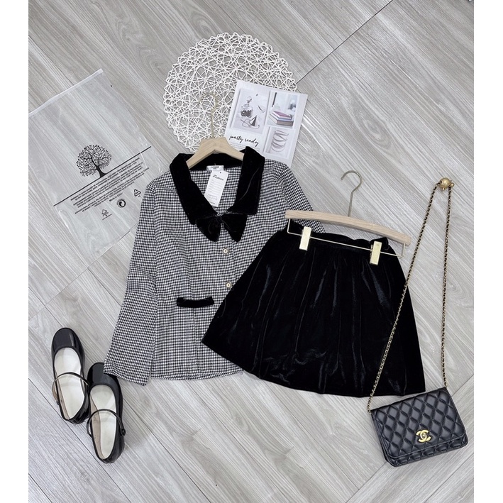 Set áo dạ chân váy nhung thời trang ktvyshop