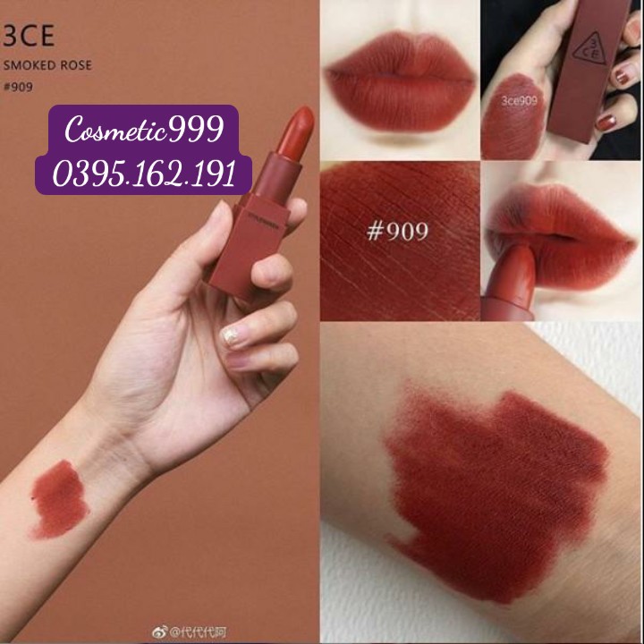 [Auth 100%] Son 3ce 909 [đỏ gạch trầm] mode recipe matte lip color hàn quốc -cosmetic999 | BigBuy360 - bigbuy360.vn